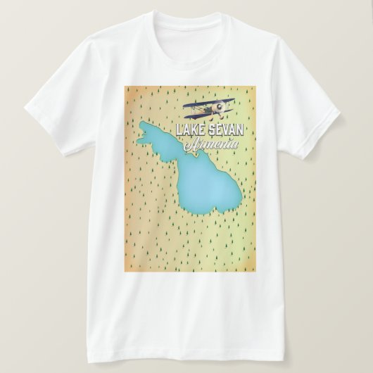 アルメニア セヴァン湖の地図 Tシャツ (デザイン正面)