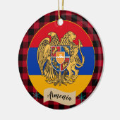アルメニア、レッドバッファロープレイド&アルメニア国旗 セラミックオーナメント (左)