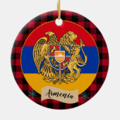 アルメニア、レッドバッファロープレイド&アルメニア国旗 セラミックオーナメント (裏面)