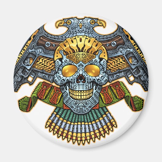 アルリオが銃と弾丸を持つスカル マグネット (正面)