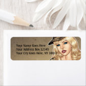 アルリオのガンピンアップアートを手にした良い女の子 ラベル (インサイチュ)