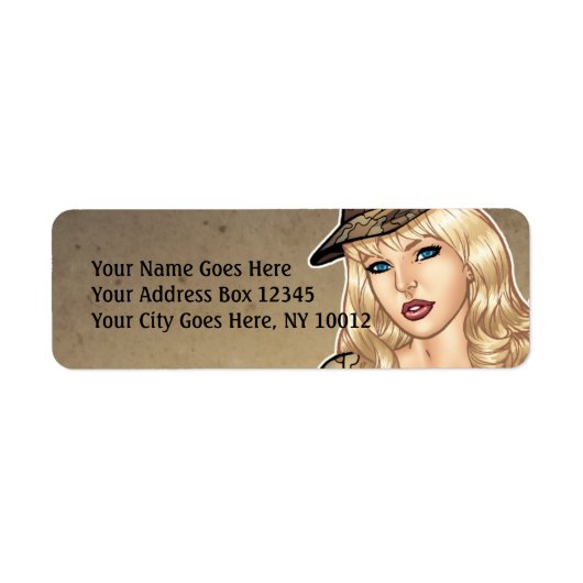 アルリオのガンピンアップアートを手にした良い女の子 ラベル (正面)