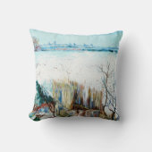 アルルを背景にした雪の風景 ヴィンセント・ヴァン・ゴッホ クッション (正面)