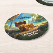 アルルソームパイレーツアイランドシップ誕生日 ラウンドペーパーコースター (アングル)