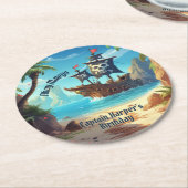 アルルソームパイレーツアイランドシップ誕生日 ラウンドペーパーコースター (アングル)