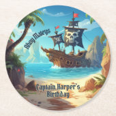 アルルソームパイレーツアイランドシップ誕生日 ラウンドペーパーコースター (正面)
