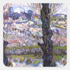 アルレスの眺め、オーチャードの開花（1889年）ヴァン・ゴッホ スクエアシール