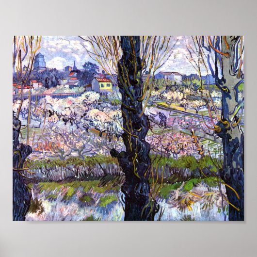 アルレスの眺め、オーチャードの開花（1889年）ヴァン・ゴッホ ポスター (正面)