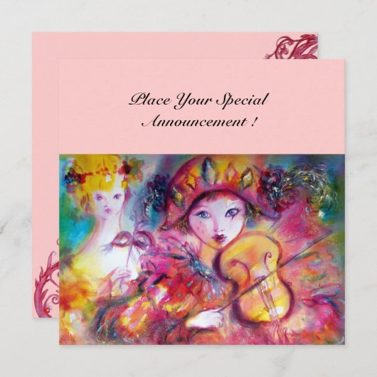 アルレチノとコロンビナ/ヴェネチアンマルディグラ 案内状 (正面/裏面)