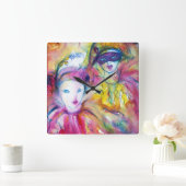 アルレッキノピエロとコロンビナ(詳細) スクエア壁時計 (ホーム)