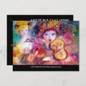 アルレッキーノとコロンビーナ ヴェネツィアの仮面舞踏会マスク インビテーションポストカード (正面/裏面)