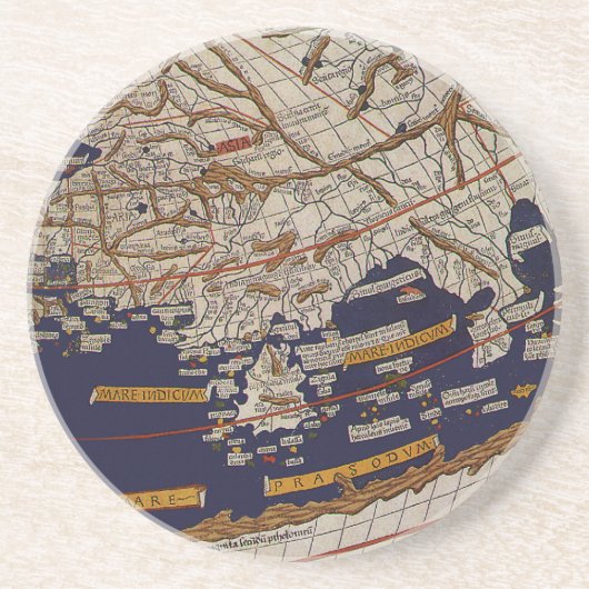 アルンスハイムのヨハネスによる古代プトレマイオス世界地図 コースター (正面)