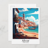 アルヴォルポルトガルアートヴィンテージトラベルイラストレーション ポストカード (正面/裏面)