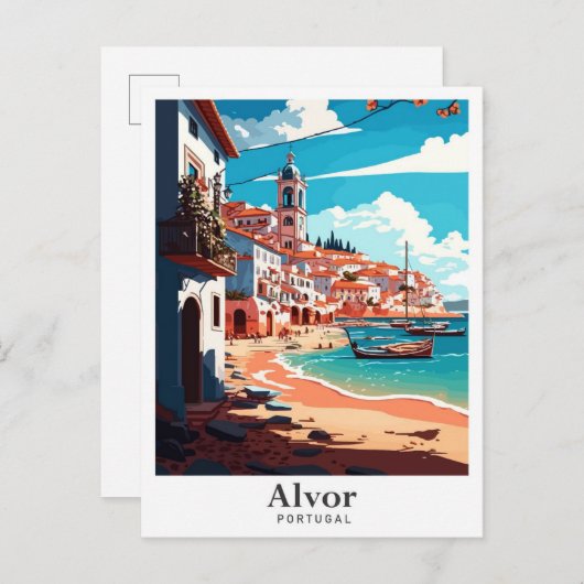 アルヴォルポルトガルアートヴィンテージトラベルイラストレーション ポストカード (正面/裏面)