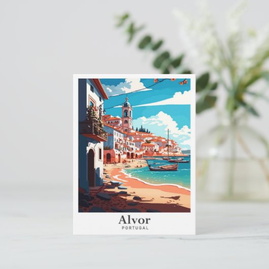 アルヴォルポルトガルアートヴィンテージトラベルイラストレーション ポストカード (スタンド正面)