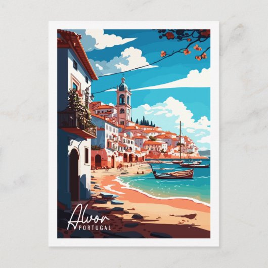 アルヴォルポルトガルヴィンテージ旅行イラストレーション ポストカード (正面)