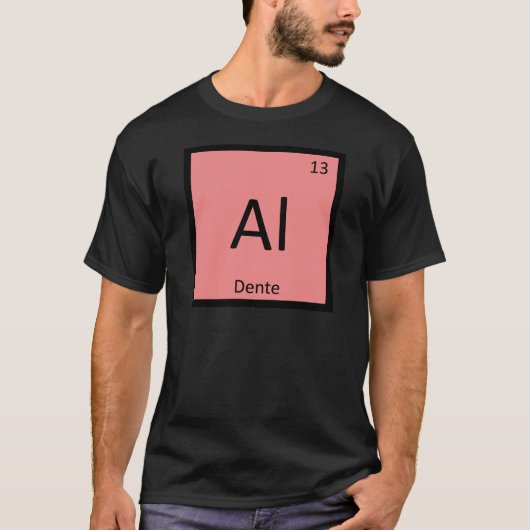 アル・デンテ パスタ化学元素記号表 シンボル Tシャツ (正面)