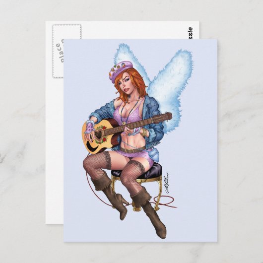 アル・リオの赤毛のギター弾く天使 ポストカード (正面/裏面)