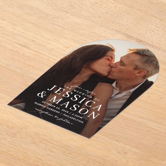 アレエレガントイモダンル結婚式招待状 アクリル招待状 (レイダウン)