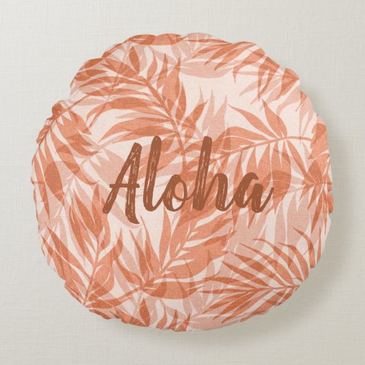 アレカパームズハワイアントロピカルヴィンテージアロハ ラウンドクッション (正面)