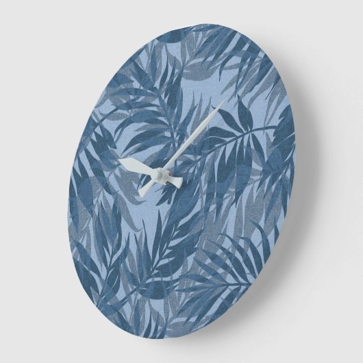 アレカパームズハワイアントロピカルヴィンテージインディゴ ラージ壁時計 (傾斜)
