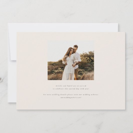 アレカモダンウォーターカラーパームランドスケープ結婚ズ 招待状 (裏面)