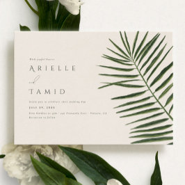 アレカモダンウォーターカラーパームランドスケープ結婚ズ 招待状
