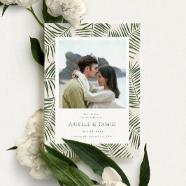 アレカモダンウォーターカラー結婚パーム セーブザデート