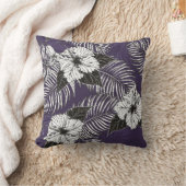 アレカヤシとハイビスカスの手描きスケッチ。PL クッション (ブランケット)