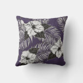 アレカヤシとハイビスカスの手描きスケッチ。PL クッション (裏面)