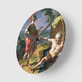 アレキサンダーおよびディオゲネス1818年(キャンバスの油) ラウンド壁時計 (傾斜)