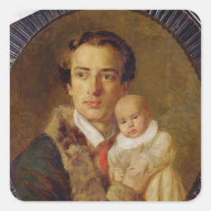 アレキサンダー・ハーゼンと彼の息子のポートレート, 1840 スクエアシール