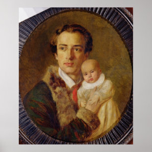 アレキサンダー・ハーゼンと彼の息子のポートレート, 1840 ポスター