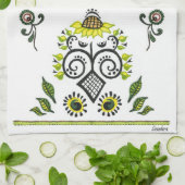 アレキサンドラの調理師によるヒマワリの民俗パターン キッチンタオル (折り畳み)