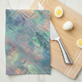 アレキサンドライトブルーのガラス質感 キッチンタオル (四つ折り)