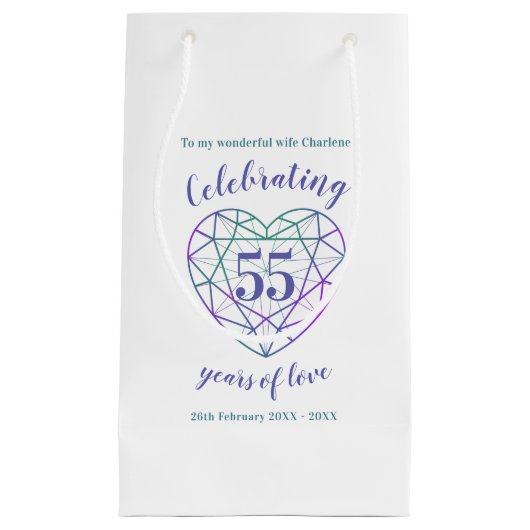 アレキサンドライト記念日55年の愛の抱き枕 スモールペーパーバッグ (正面)