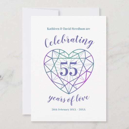 アレキサンドライト 結婚記念日 55年の愛を祝う 招待状 (正面)