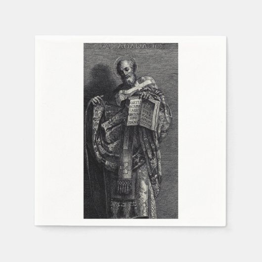 アレキサンドリア教皇と祖父王の聖アタナシウス スタンダードカクテルナプキン (正面)