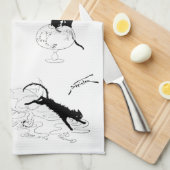 アレキサンドレ・スティインレンの猫と金魚 キッチンタオル (四つ折り)