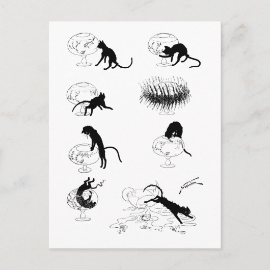 アレキサンドレ・スティインレンの猫と金魚 ポストカード (正面)