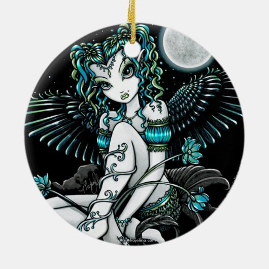 "アレキシス"のスイレンの月の天使のオーナメント セラミックオーナメント (裏面)