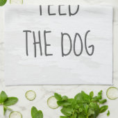 アレクサに犬に餌をやるよう指示するユーモア キッチンタオル (折り畳み)