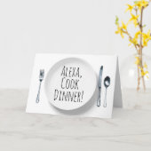 アレクサコマンドホワイトディナープレート誕生日 カード (黄色い花)