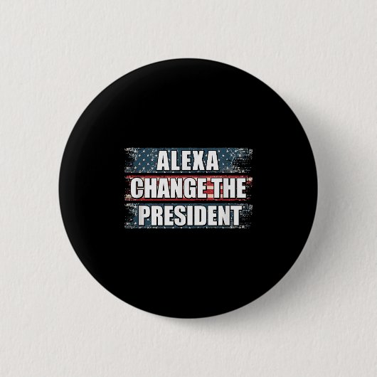 アレクサトランプ大統領を変おもしろいえる 缶バッジ (正面)
