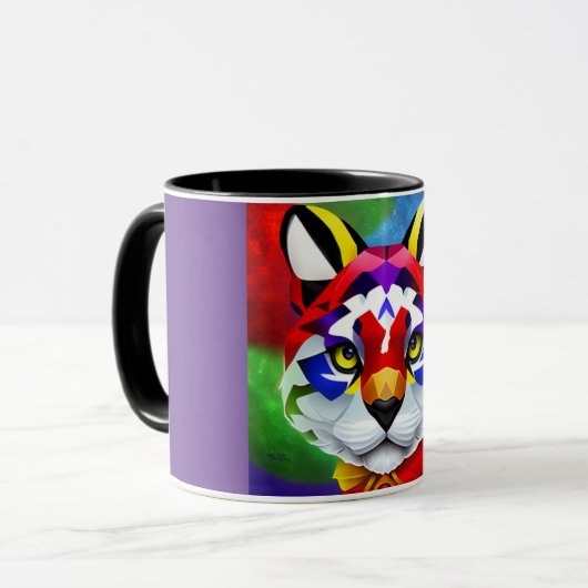 アレクサンダーの猫 紫と黒のセンターライン コンボ マグカップ (正面左)