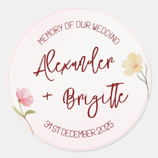 アレクサンダー&ブリジット 結婚式 ラウンドシール (正面)