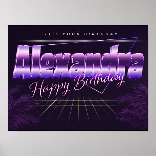 アレクサンドラ名Vorname retroポスターGeburtstag ポスター (正面)