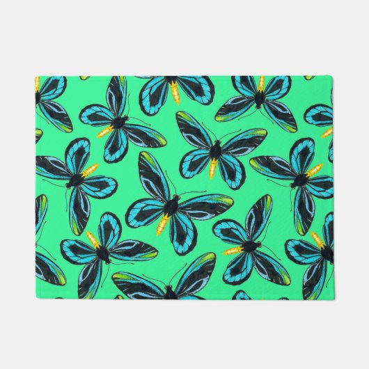 アレクサンドラ女王の鳥羽の蝶パターン ドアマット (正面)