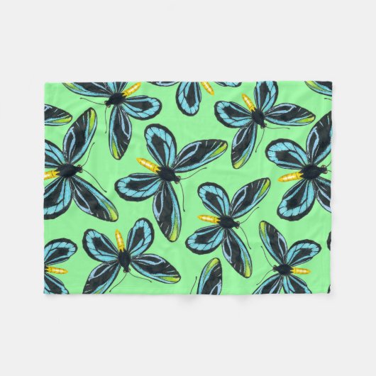 アレクサンドラ女王の鳥羽の蝶パターン フリースブランケット (正面(横))