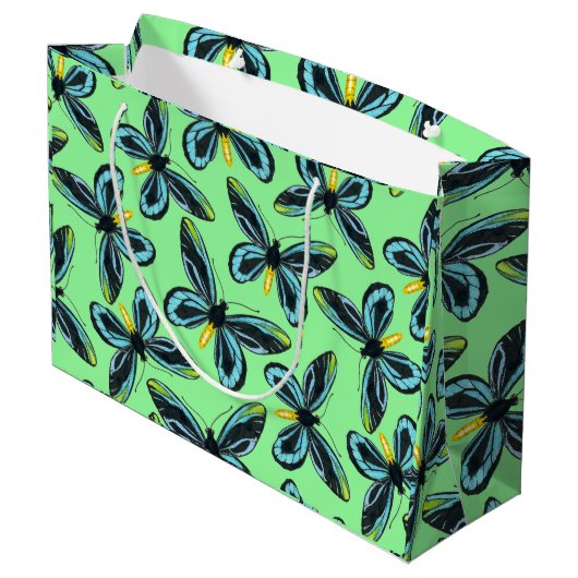 アレクサンドラ女王の鳥羽の蝶パターン ラージペーパーバッグ (裏面アングル)